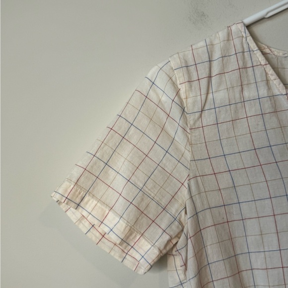 Madewell rainbow windowpane tie front  blouse size small - Picture 3 of 8